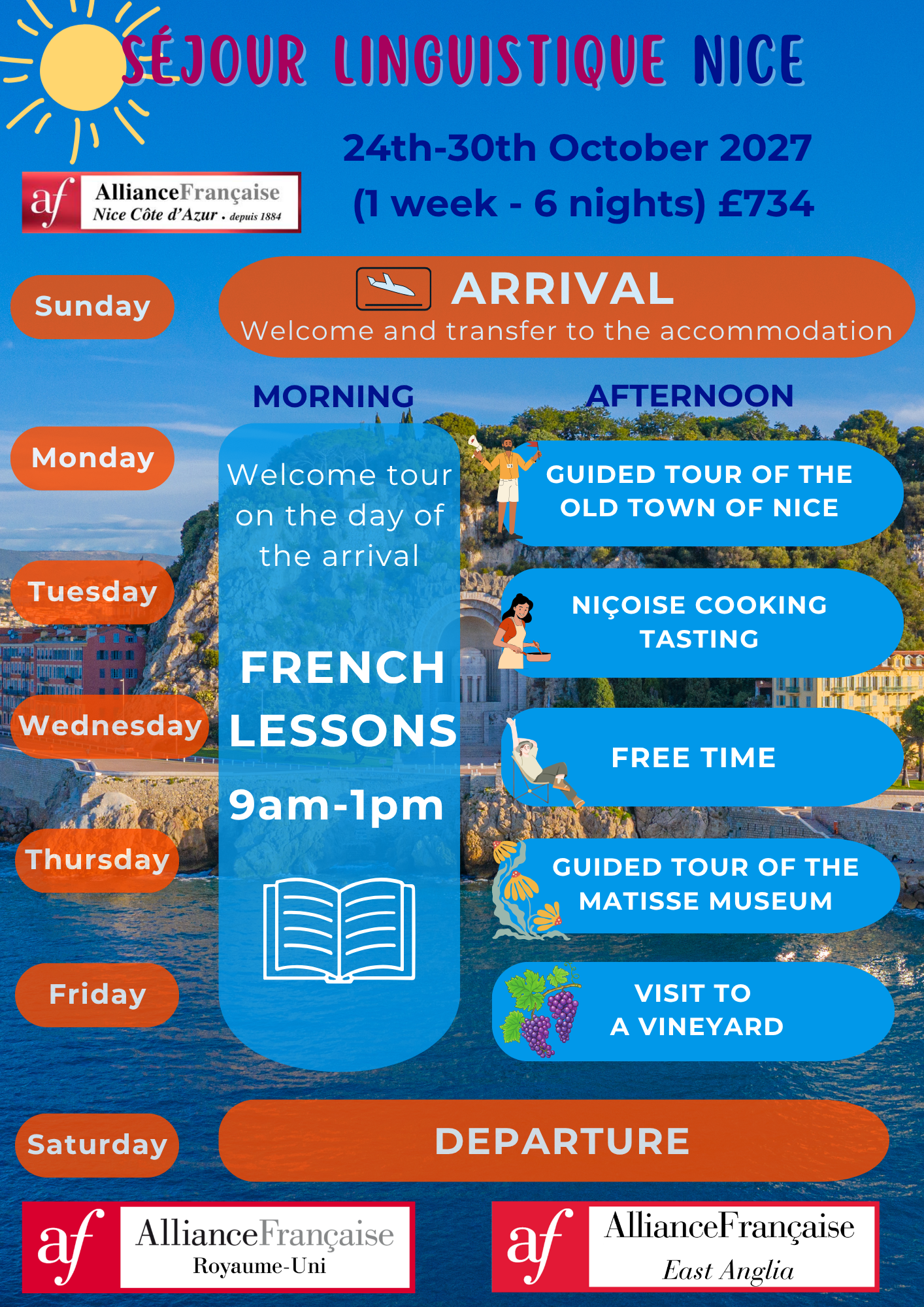 Séjour Linguistique Nice - 24th to 30th October 2027