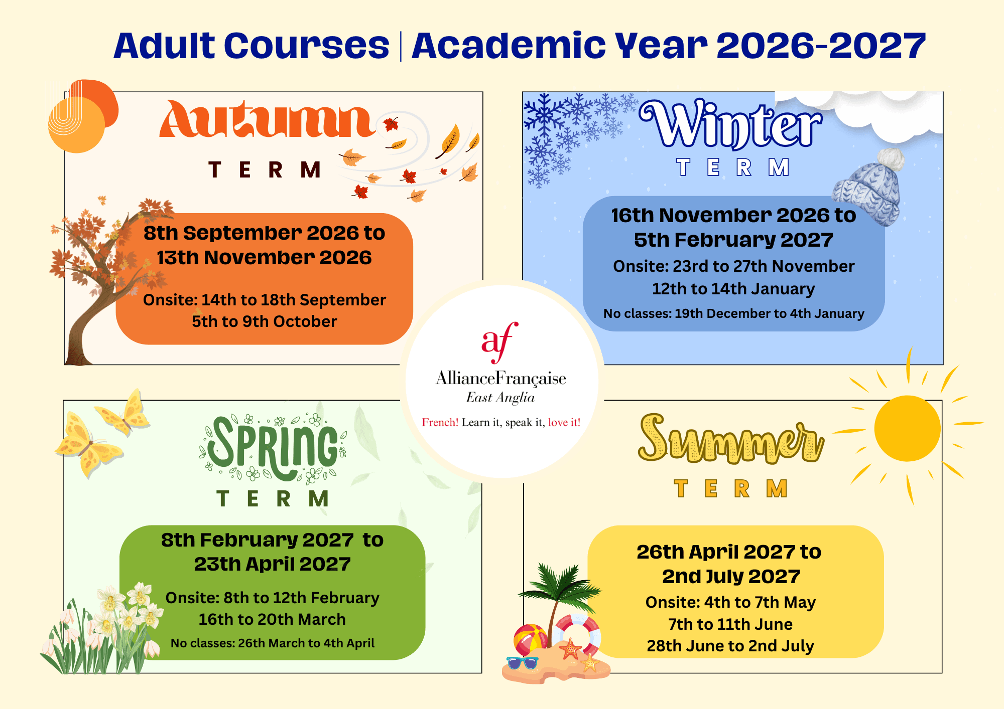 Academic Calendar - Adults - 2026/2027